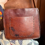 Vintage Handmade Triple Heart Concho Leather Shoulder Bag