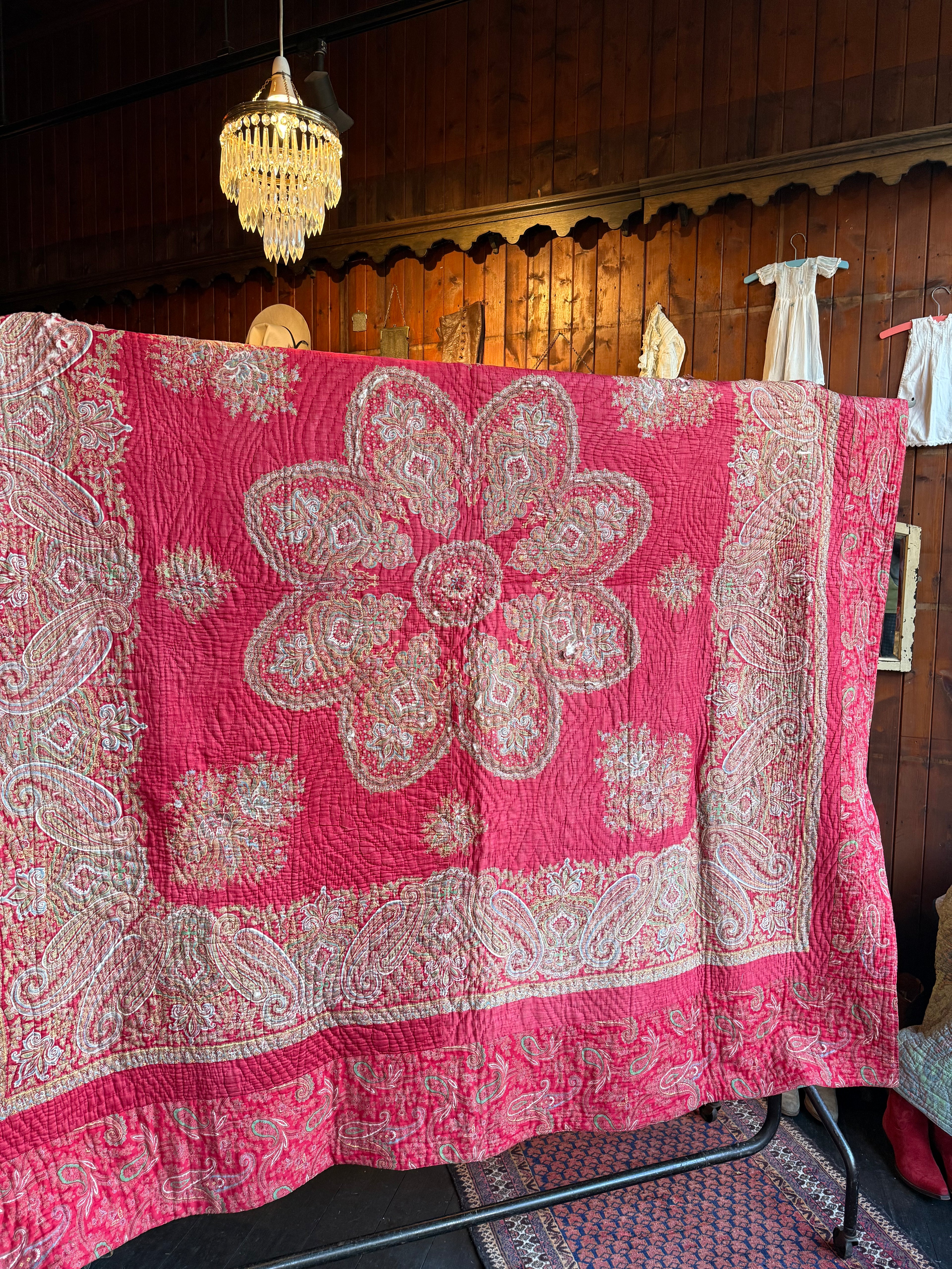 Antique Red Paisley Quilt