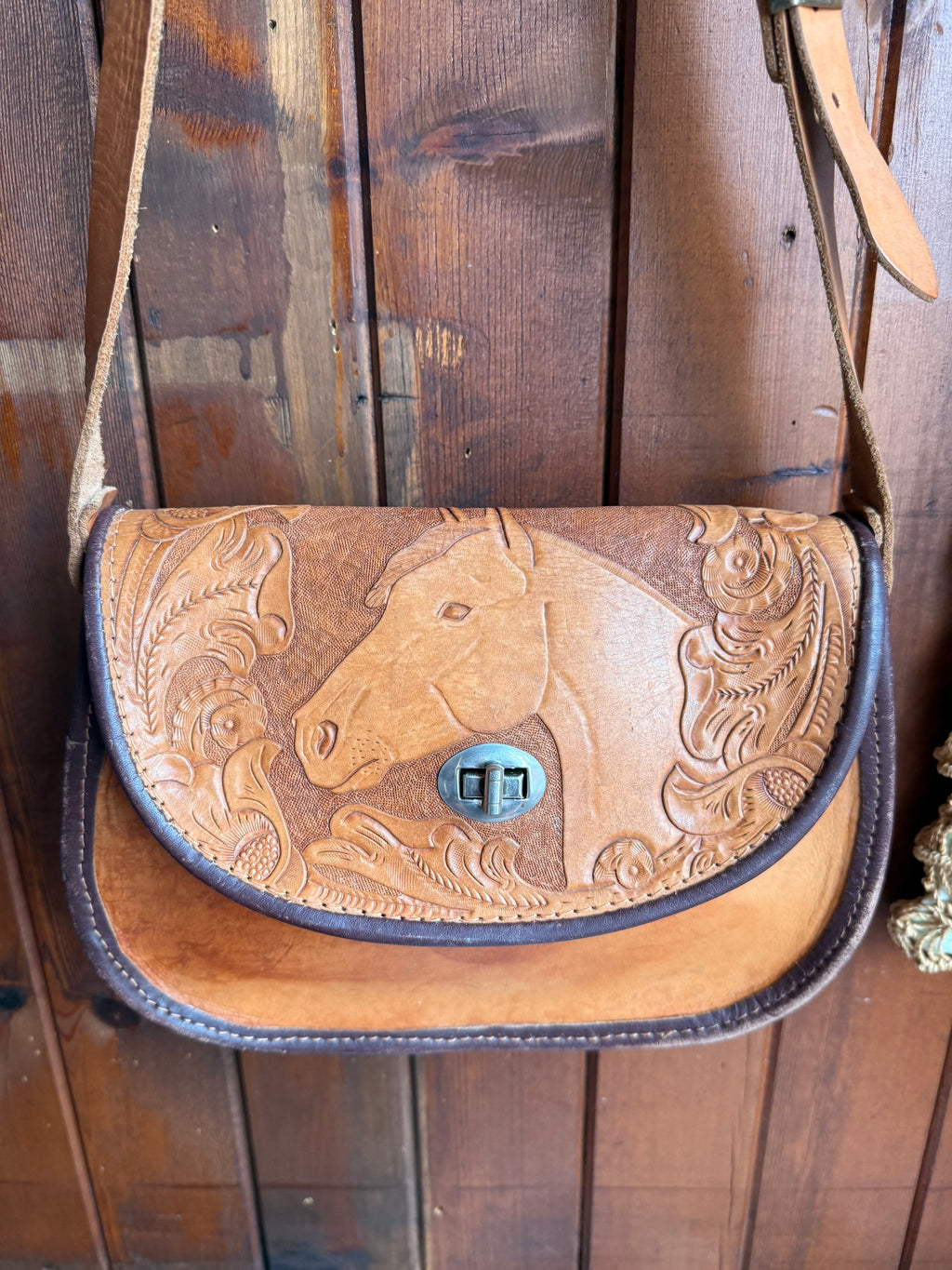 Vintage Handmade Leather Horse Bag