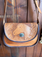 Vintage Handmade Leather Horse Bag