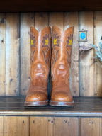UK 8 - Vintage rare Frye tan flower tulip boots