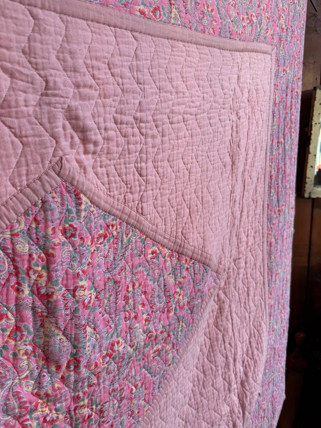 Vintage Pink Paisley Reversible Cotton Quilt