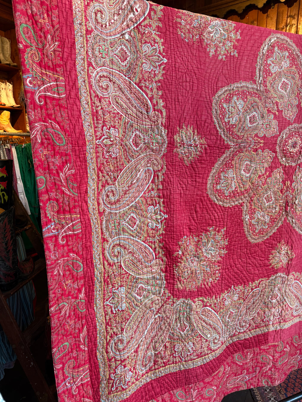 Antique Red Paisley Quilt