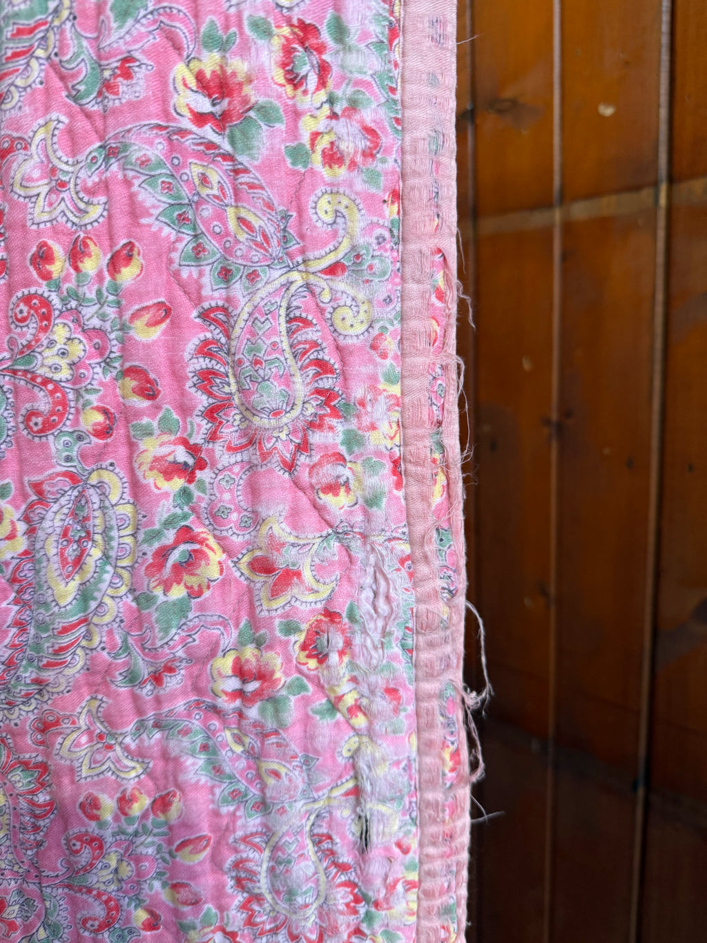 Vintage Pink Paisley Reversible Cotton Quilt