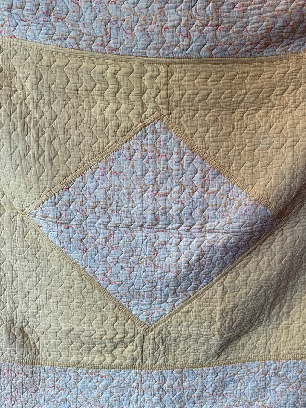 1930s/40s Lemon Yellow Reversible Paisley Quilt