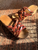 1960’s Handmade Wooden Clog Platform Sandals