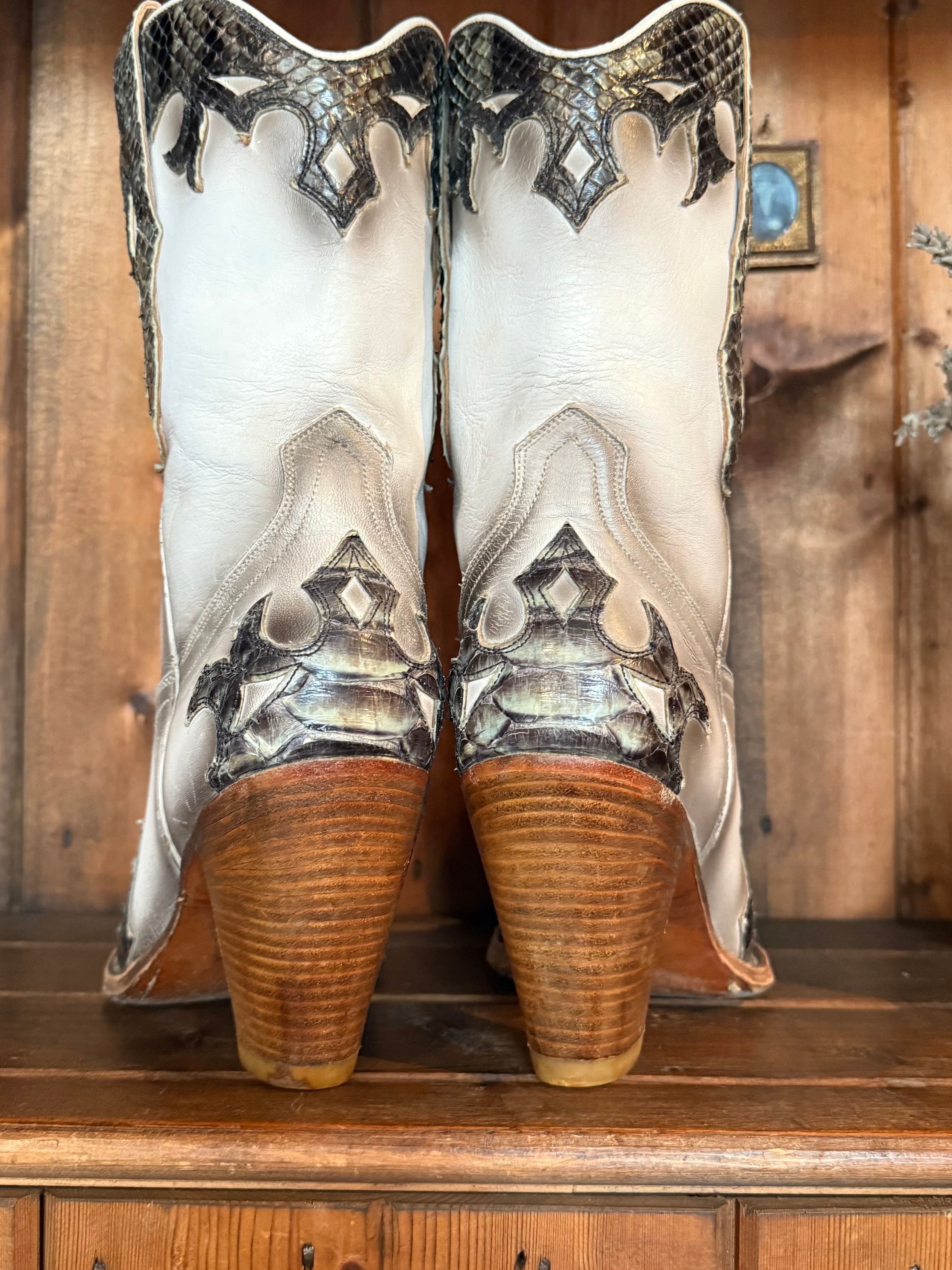 UK 6 - Snakeskin Sendra Cowboy Heels