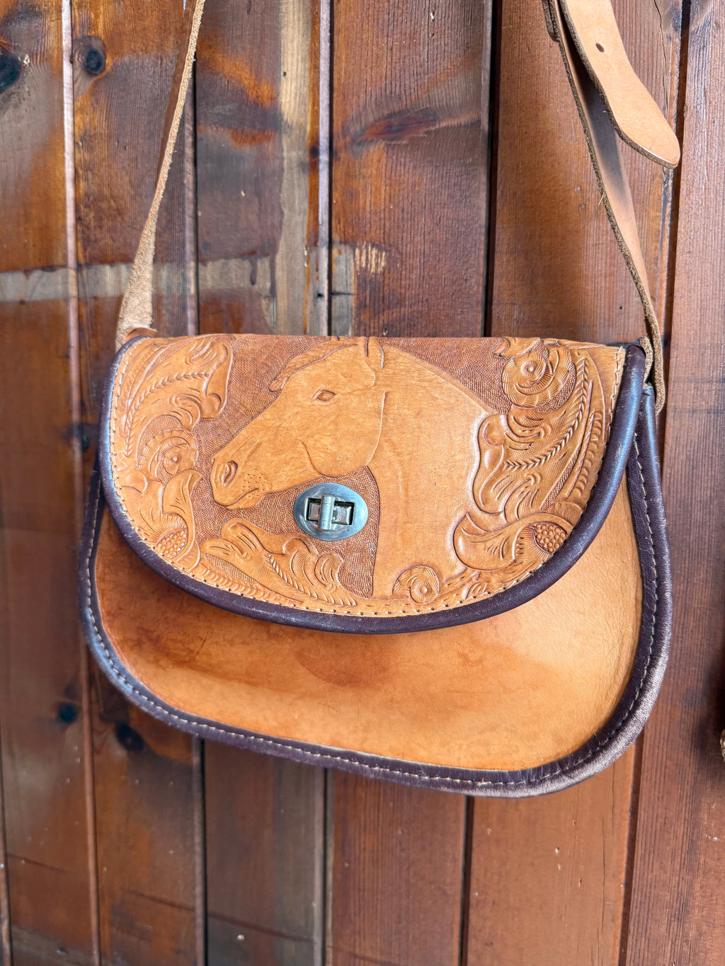 Vintage Handmade Leather Horse Bag