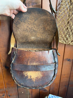 Vintage 70s Handmade Floral Tooled Leather Saddle Bag