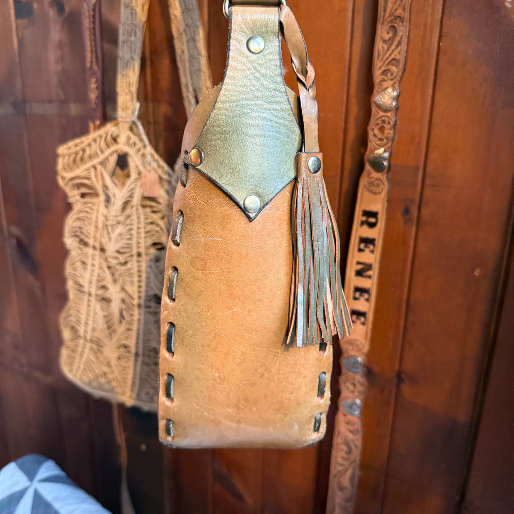 Vintage Tooled Leather Saddle Bag
