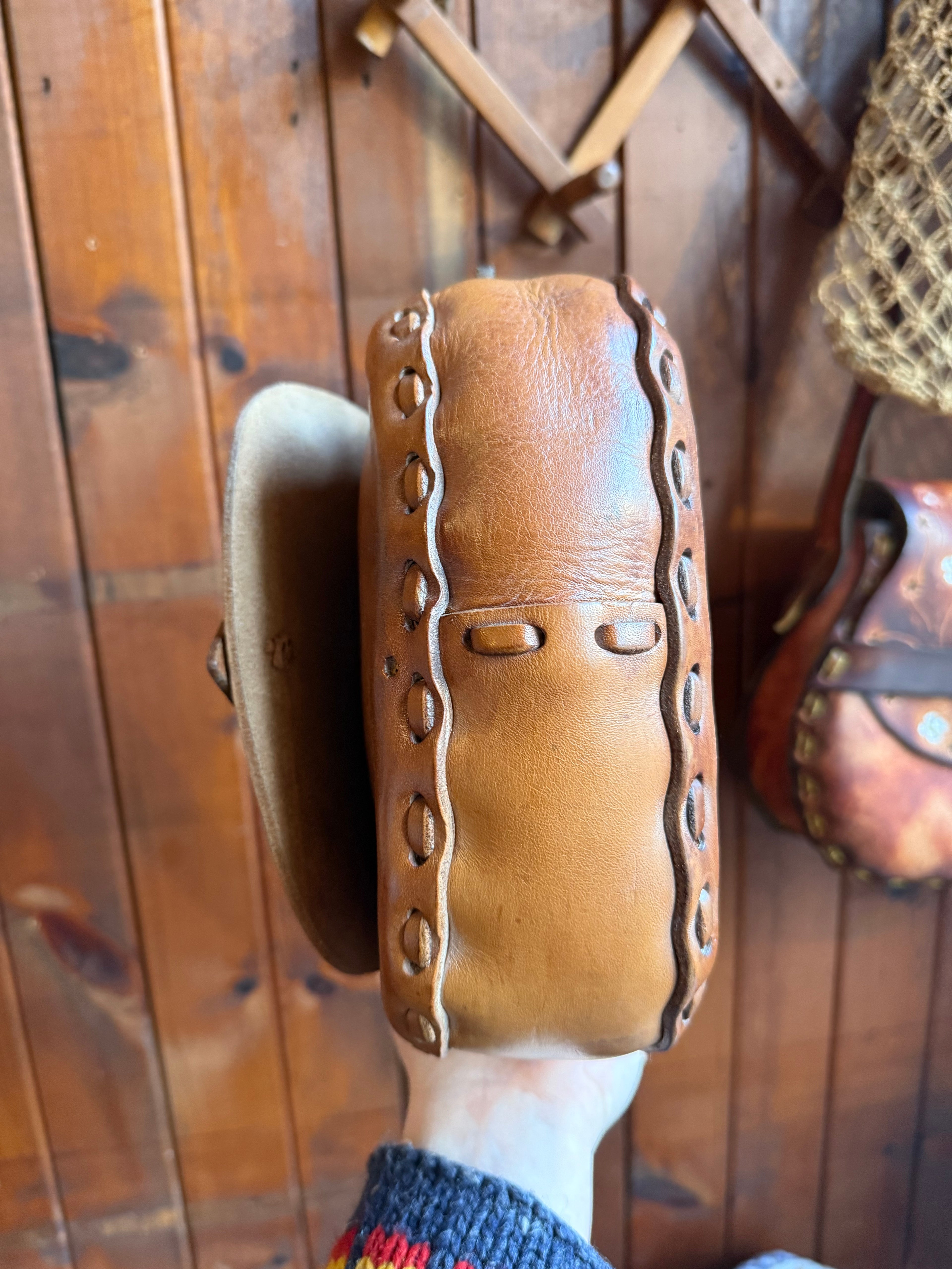Vintage Star Leather Saddle Bag