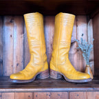 UK 8 - Vintage 1970’s Yellow Longhorn Frye Campus Boots