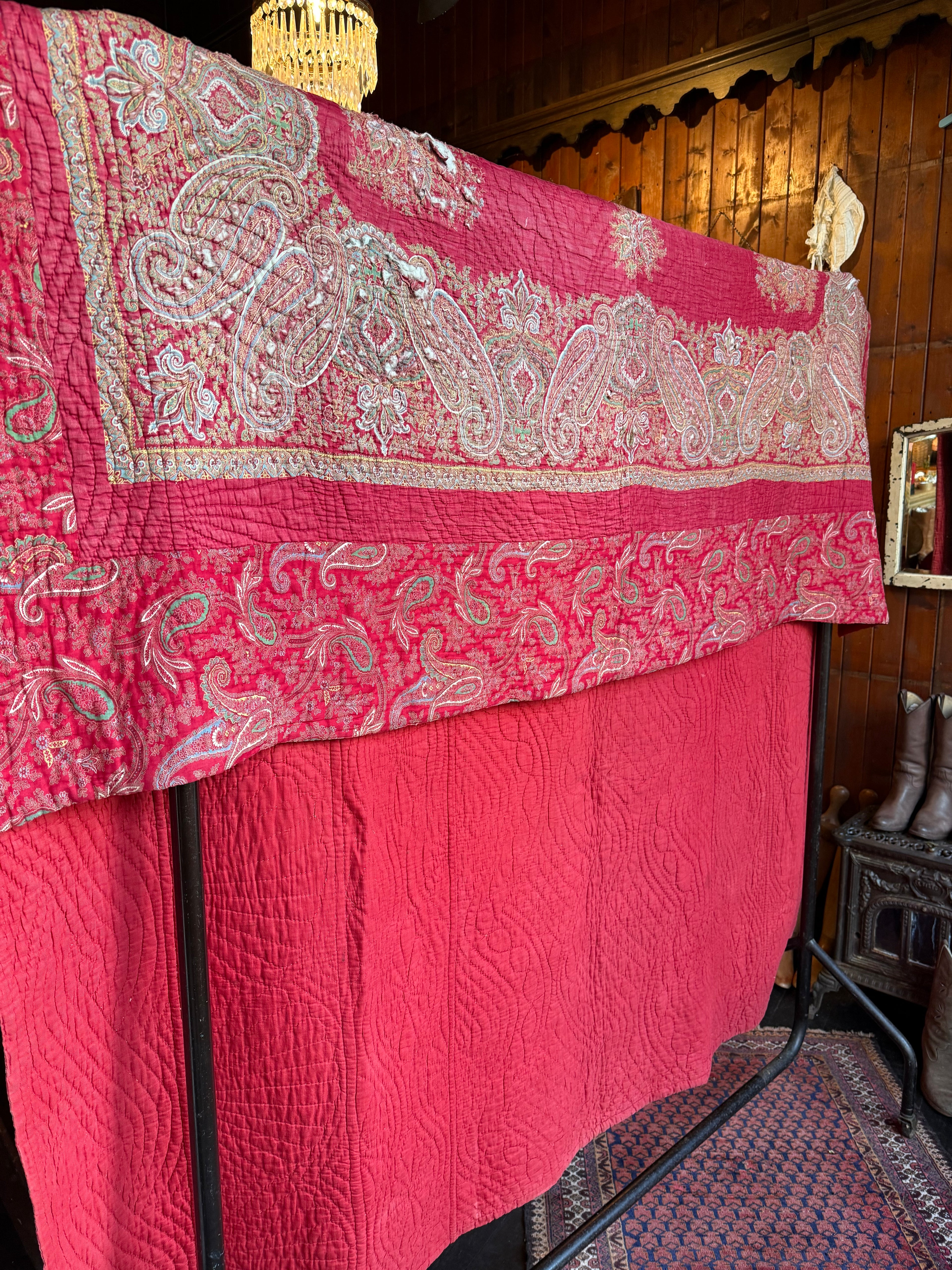 Antique Red Paisley Quilt