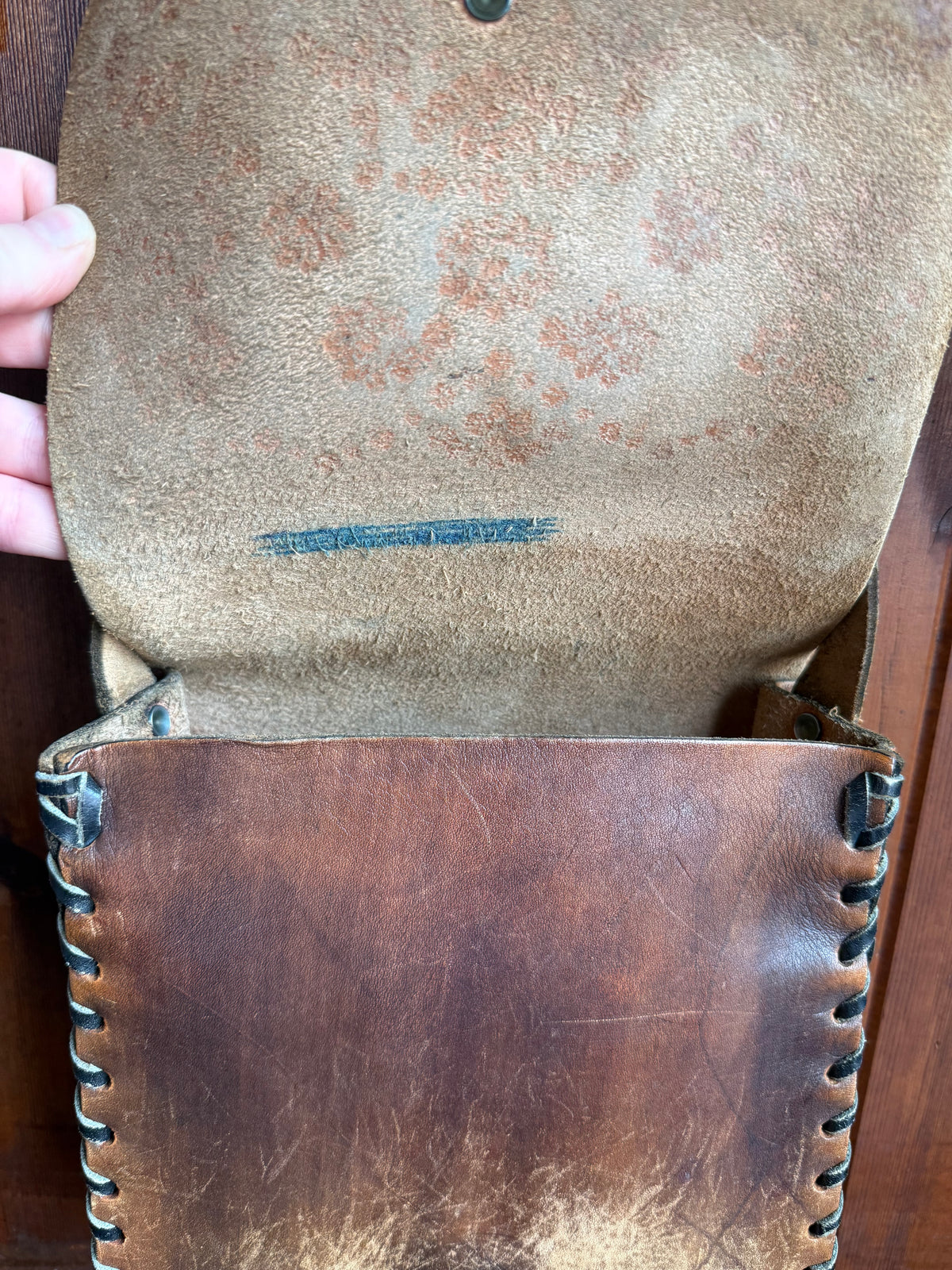 Vintage Handmade Tooled Leather Bag