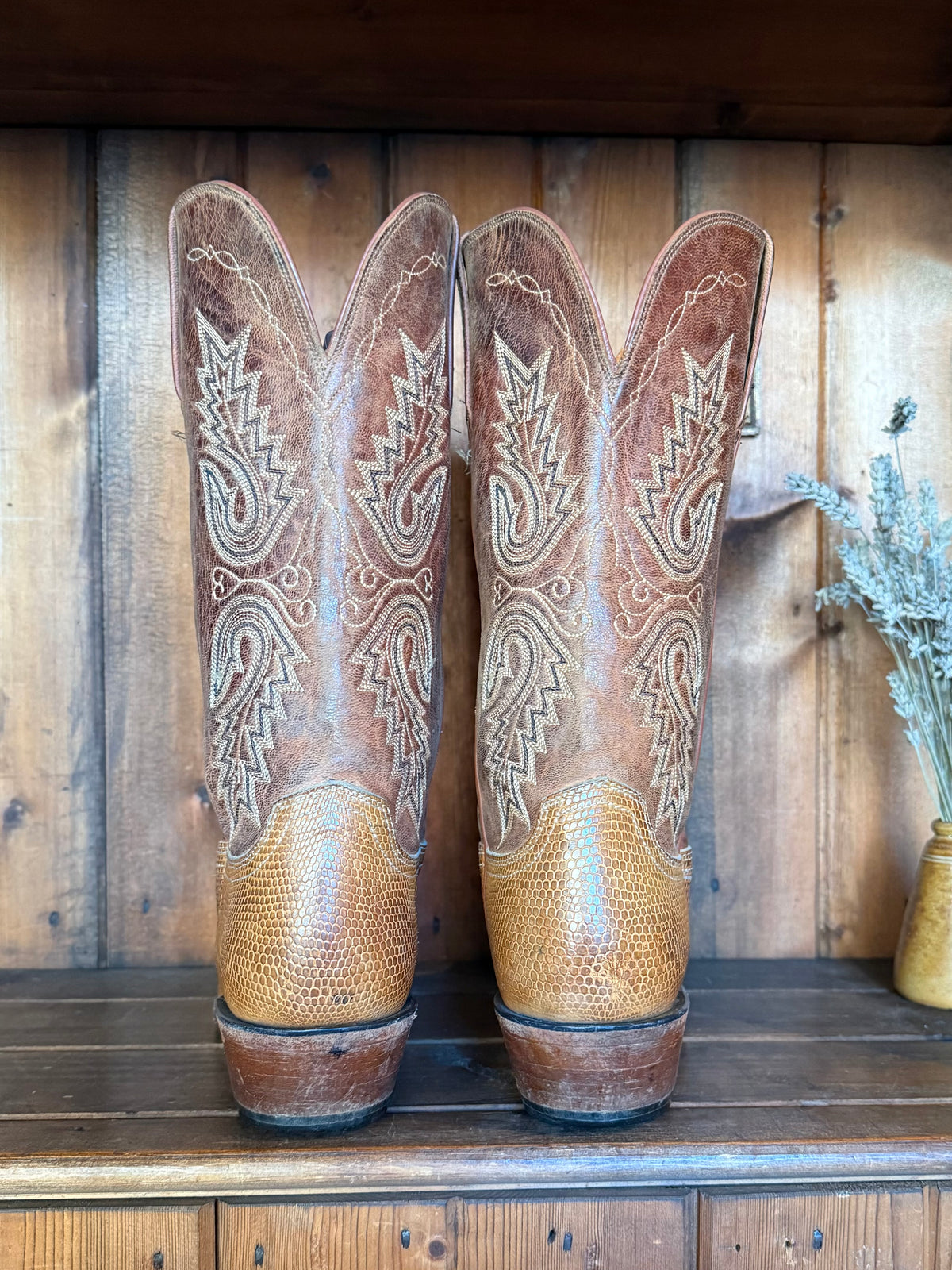 UK 7.5 - Vintage Exotic Teju Lizard 90s Lucchese Cowboy Boots