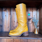 UK 8 - Vintage 1970’s Yellow Longhorn Frye Campus Boots