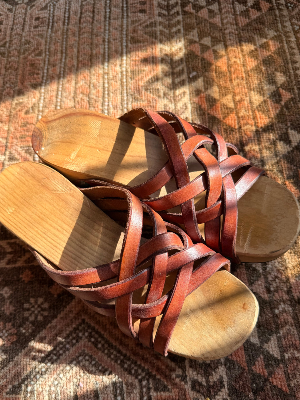 1960’s Handmade Wooden Clog Platform Sandals