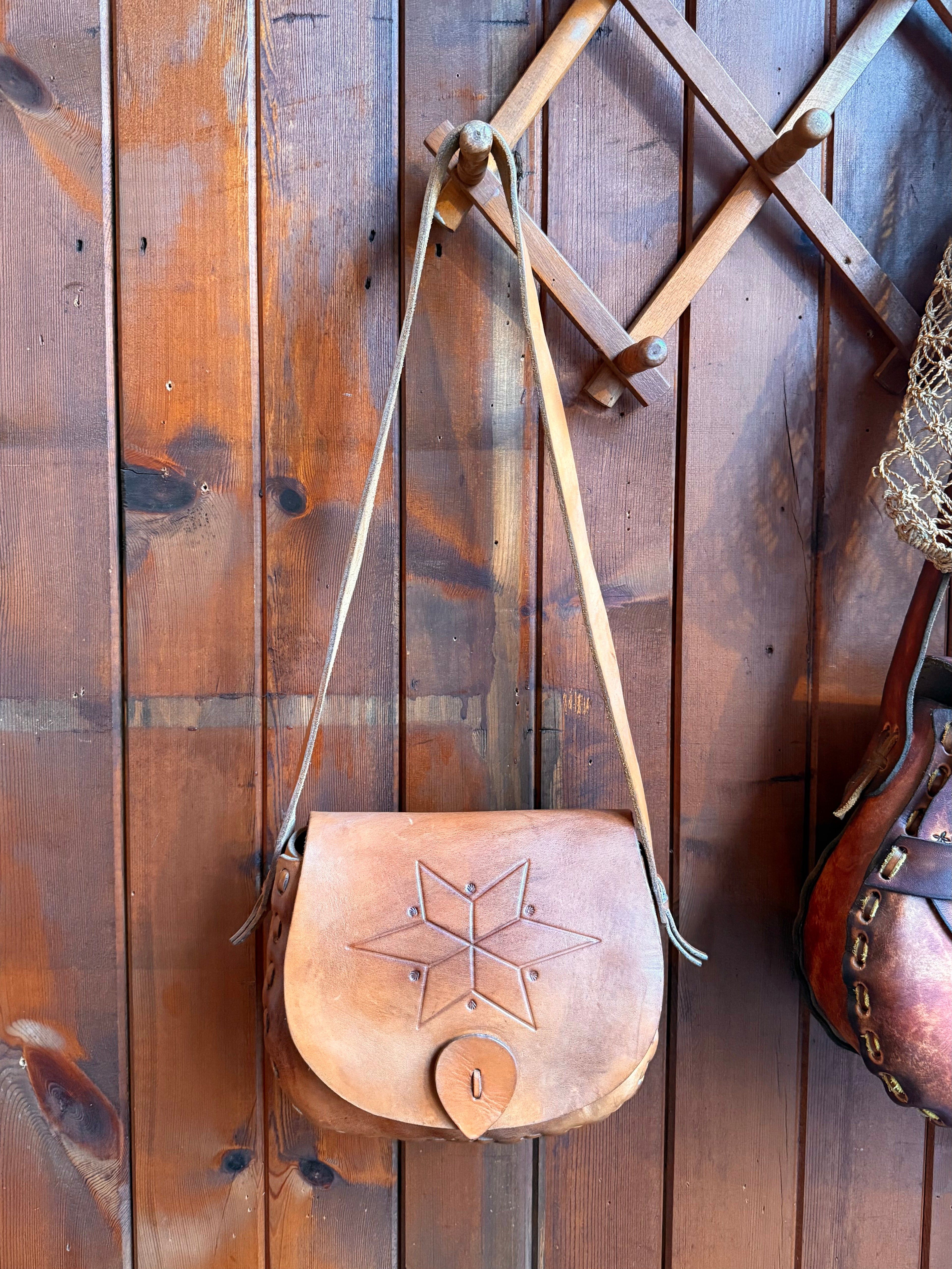 Vintage Star Leather Saddle Bag