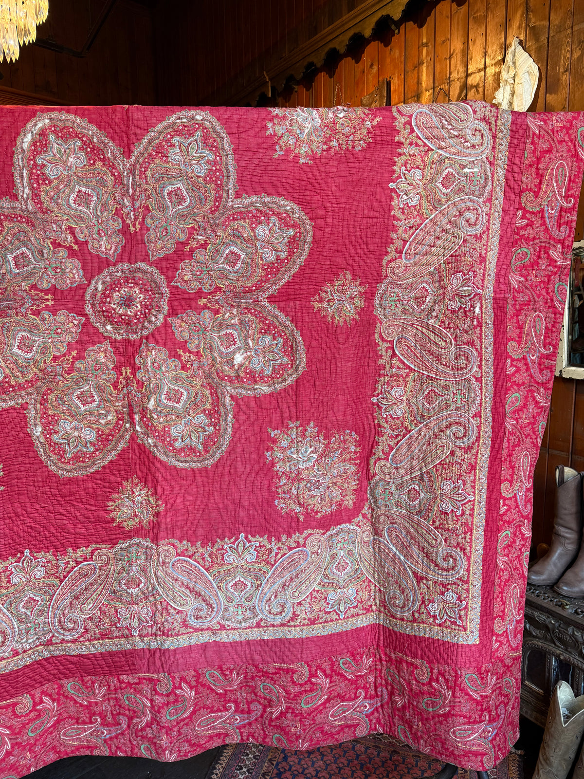 Antique Red Paisley Quilt