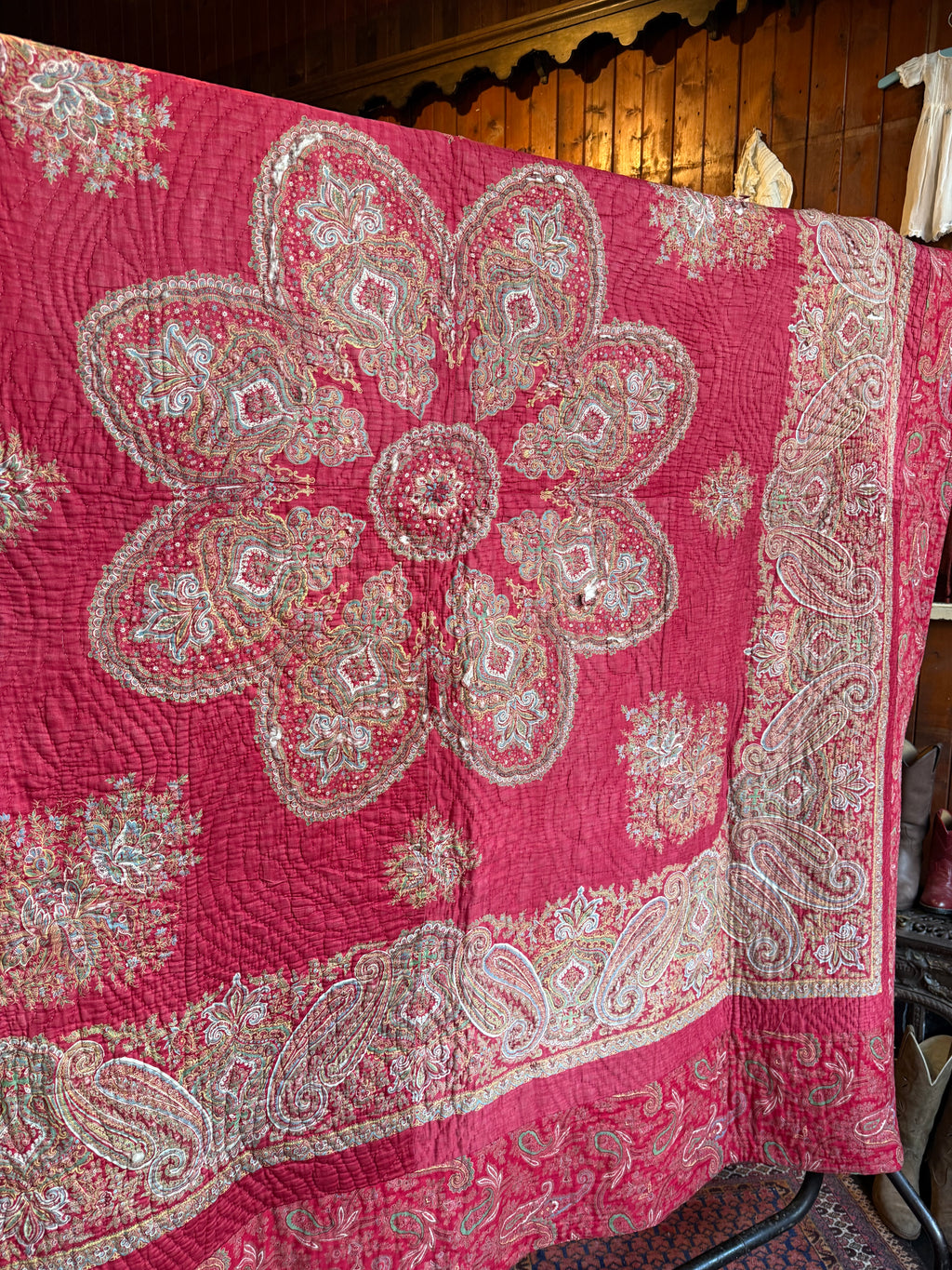 Antique Red Paisley Quilt