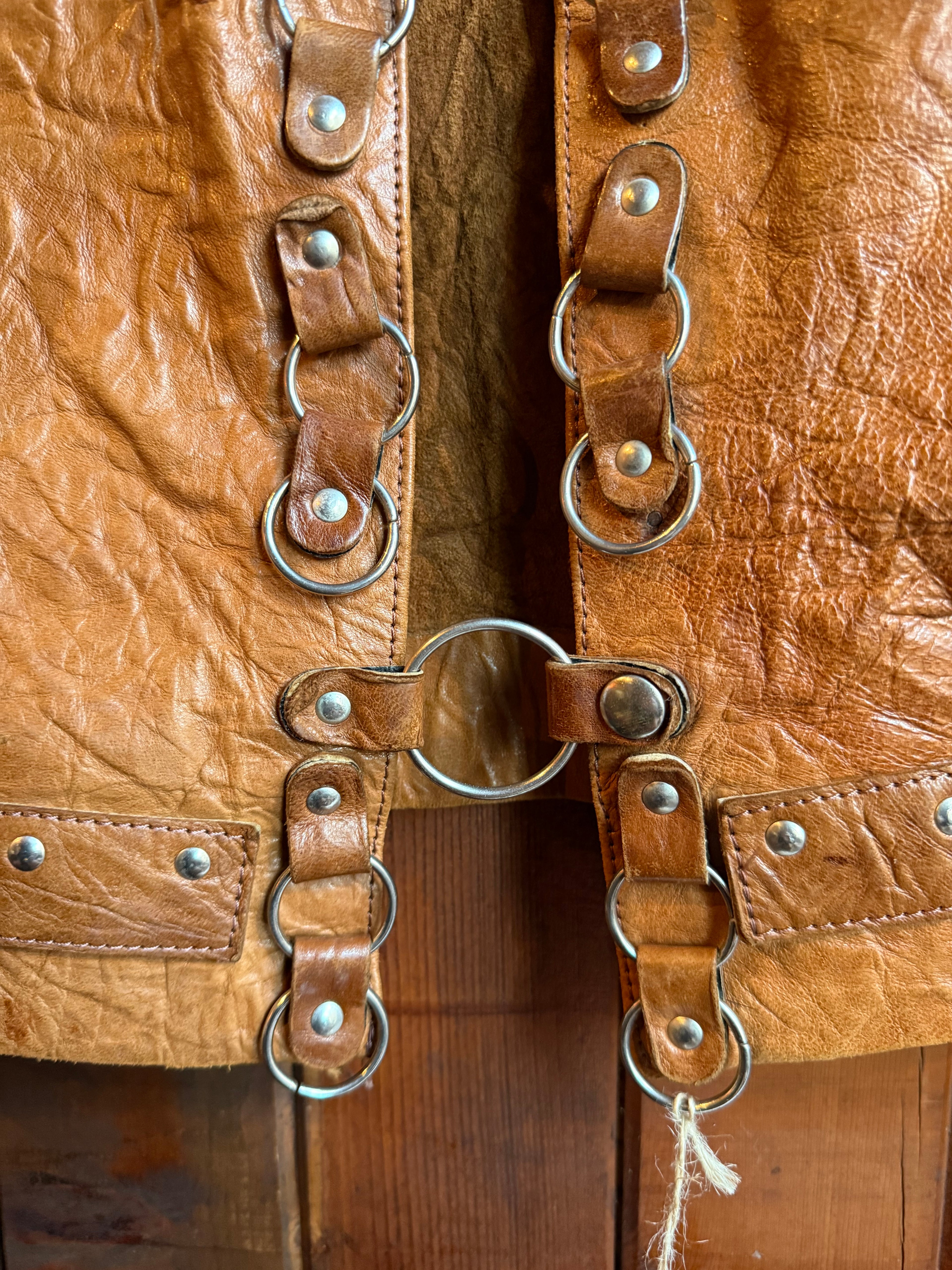 Vintage 1970s French Leather Waistcoat