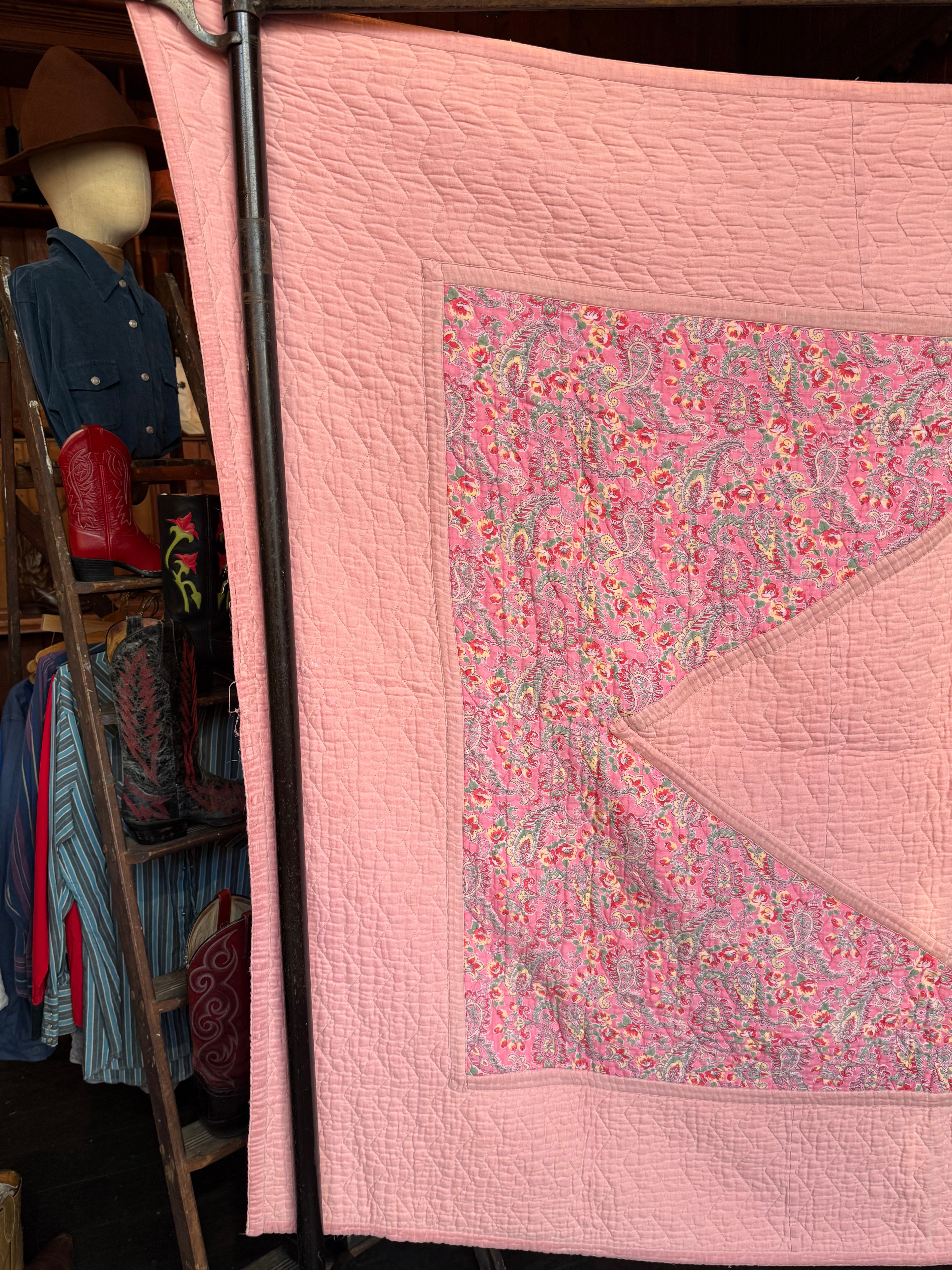 Vintage Pink Paisley Reversible Cotton Quilt