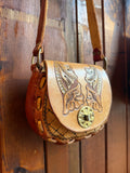 Vintage Floral Leather Saddle Bag