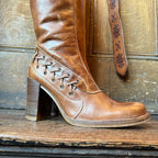 UK 7 - Incredible Vintage DESTROY Leather Knee-high Boots
