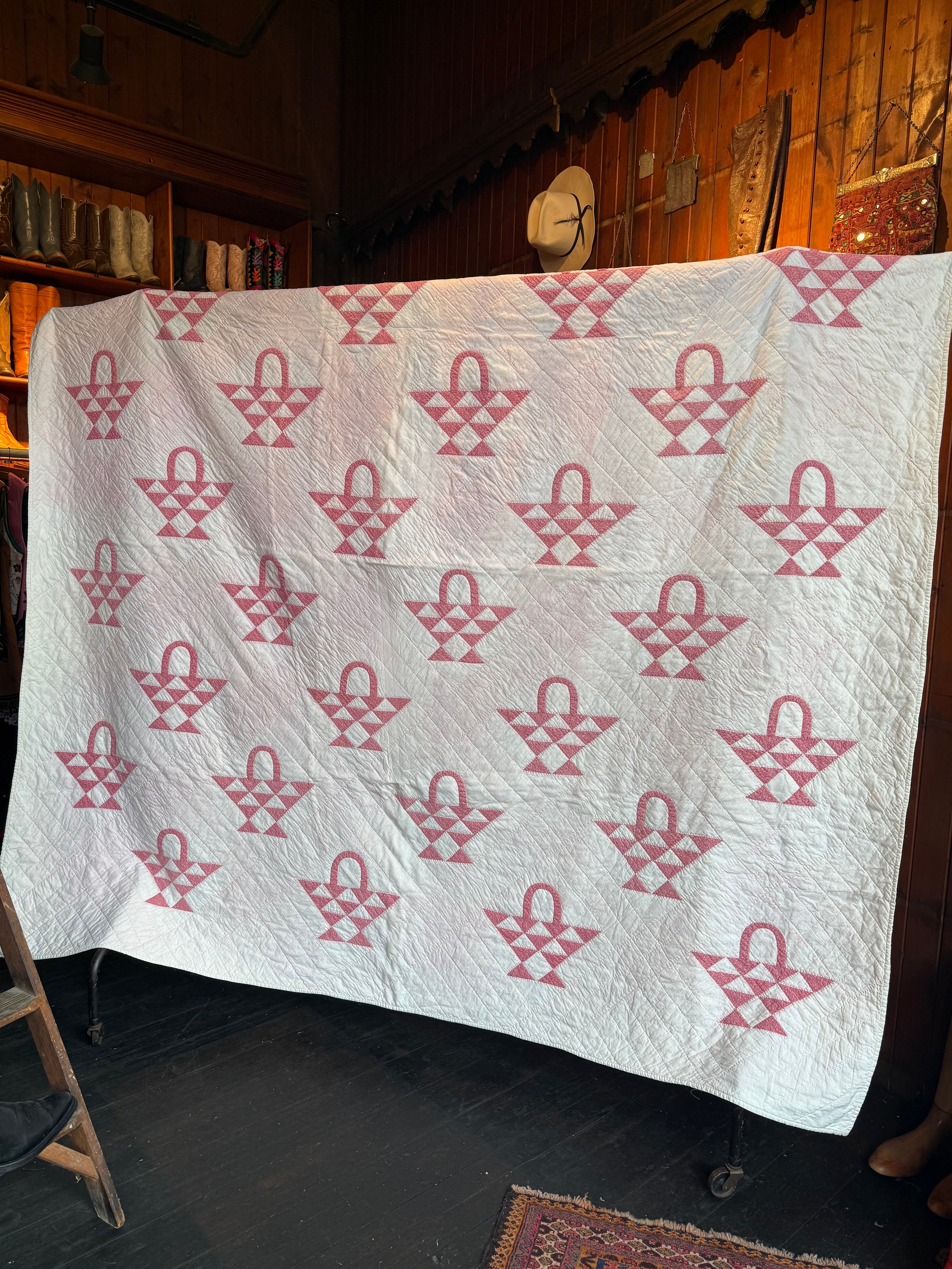 Antique ‘Flower Basket’ Handmade Quilt