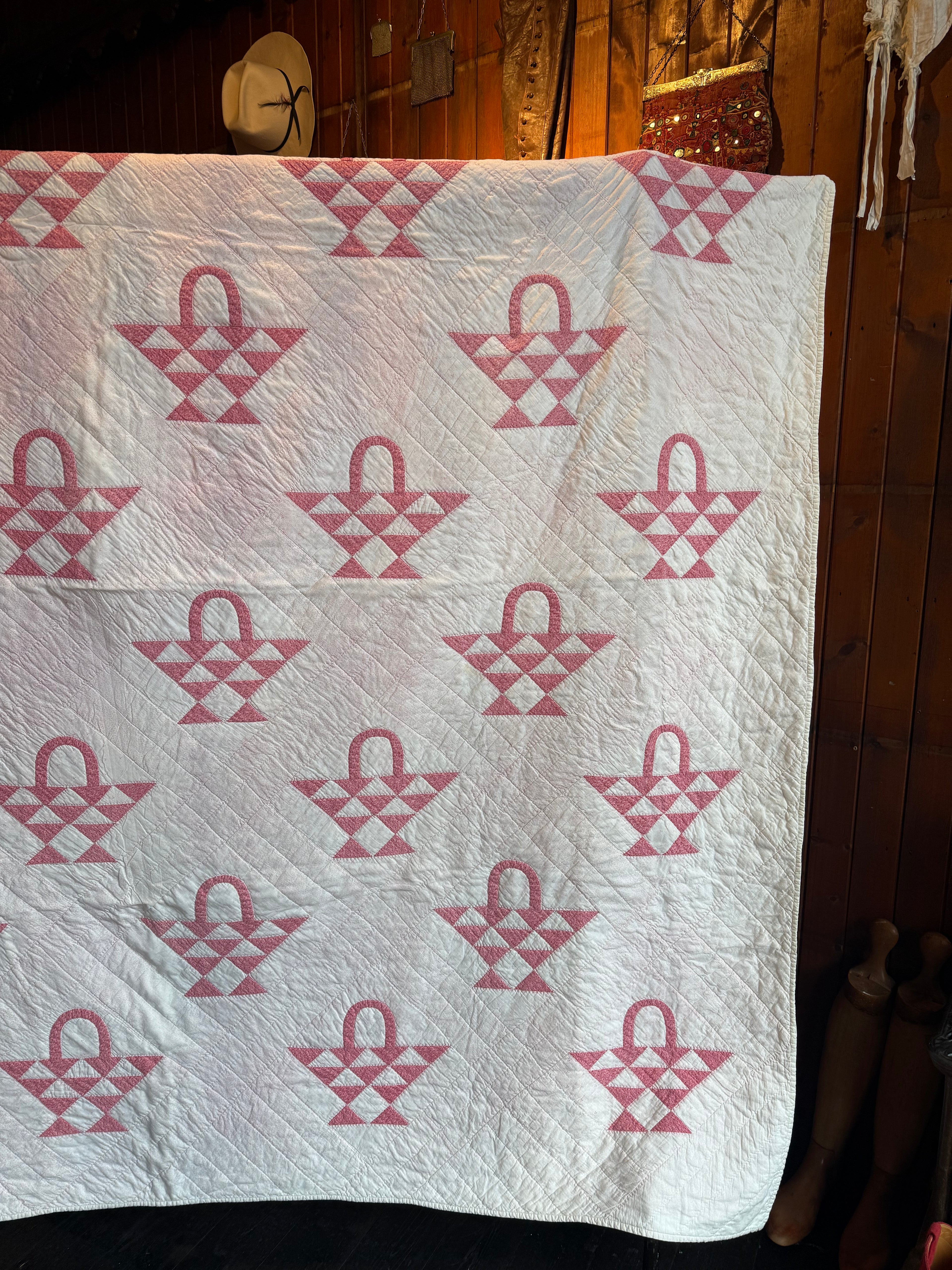 Antique ‘Flower Basket’ Handmade Quilt
