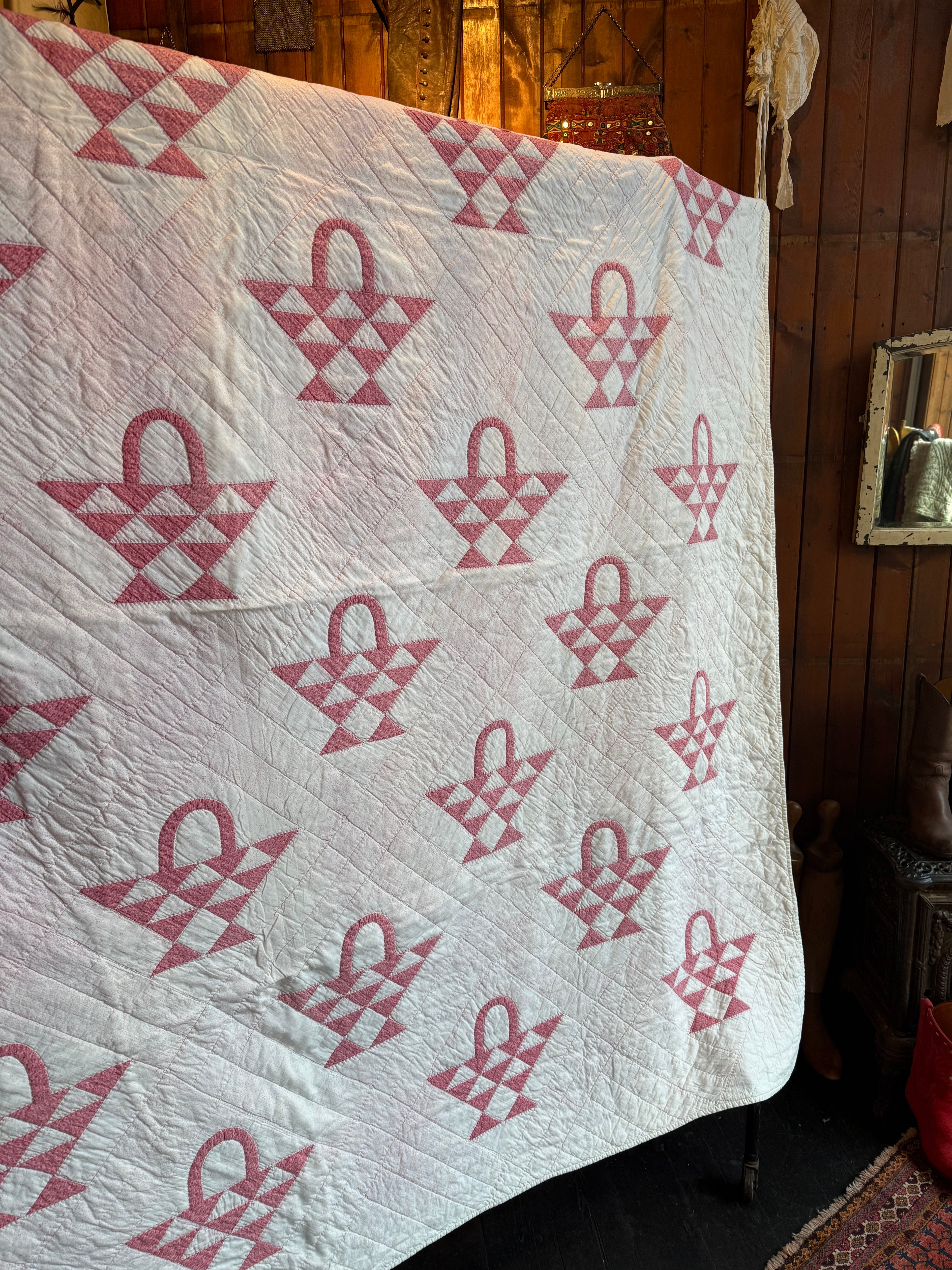 Antique ‘Flower Basket’ Handmade Quilt