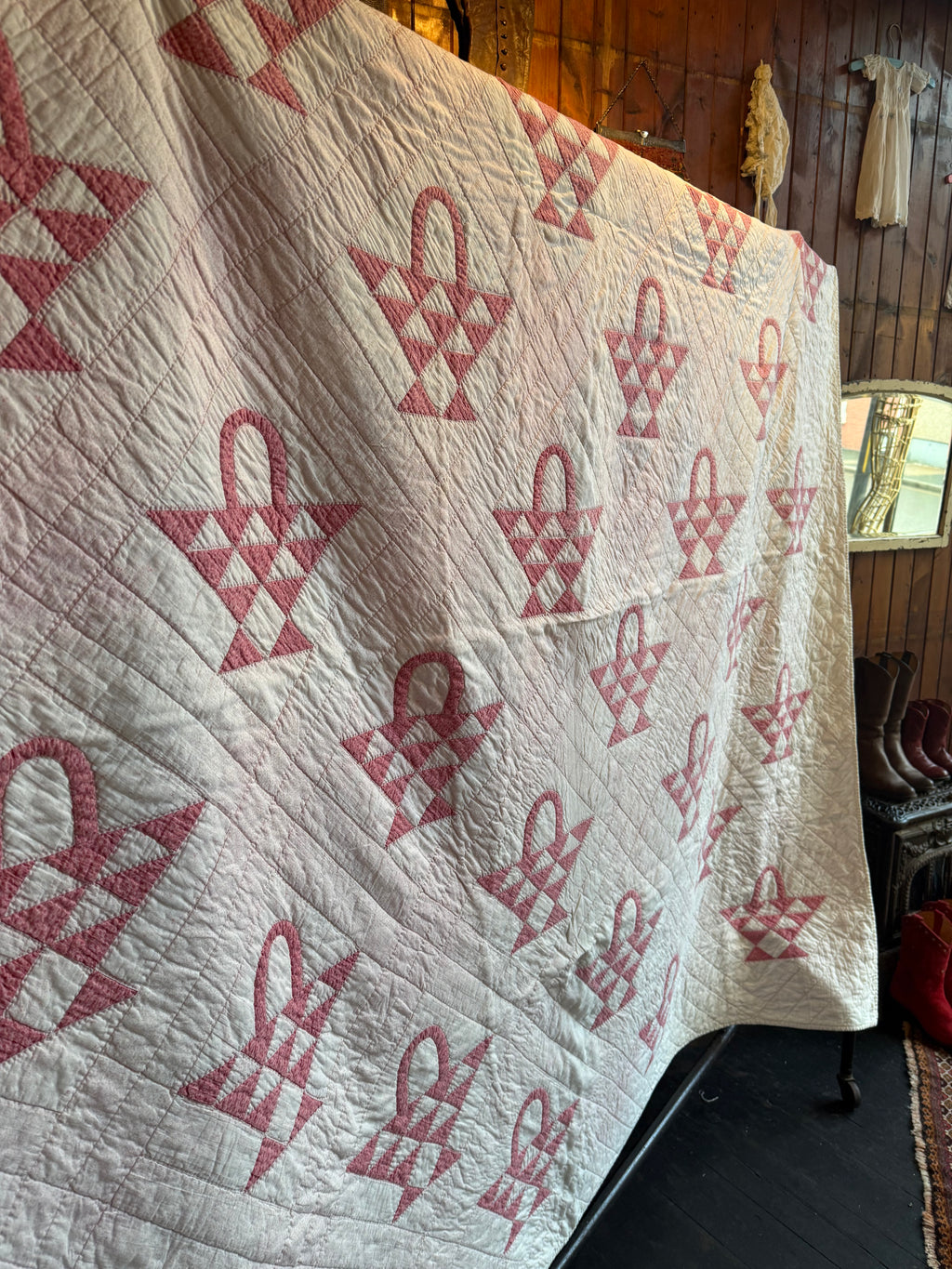 Antique ‘Flower Basket’ Handmade Quilt