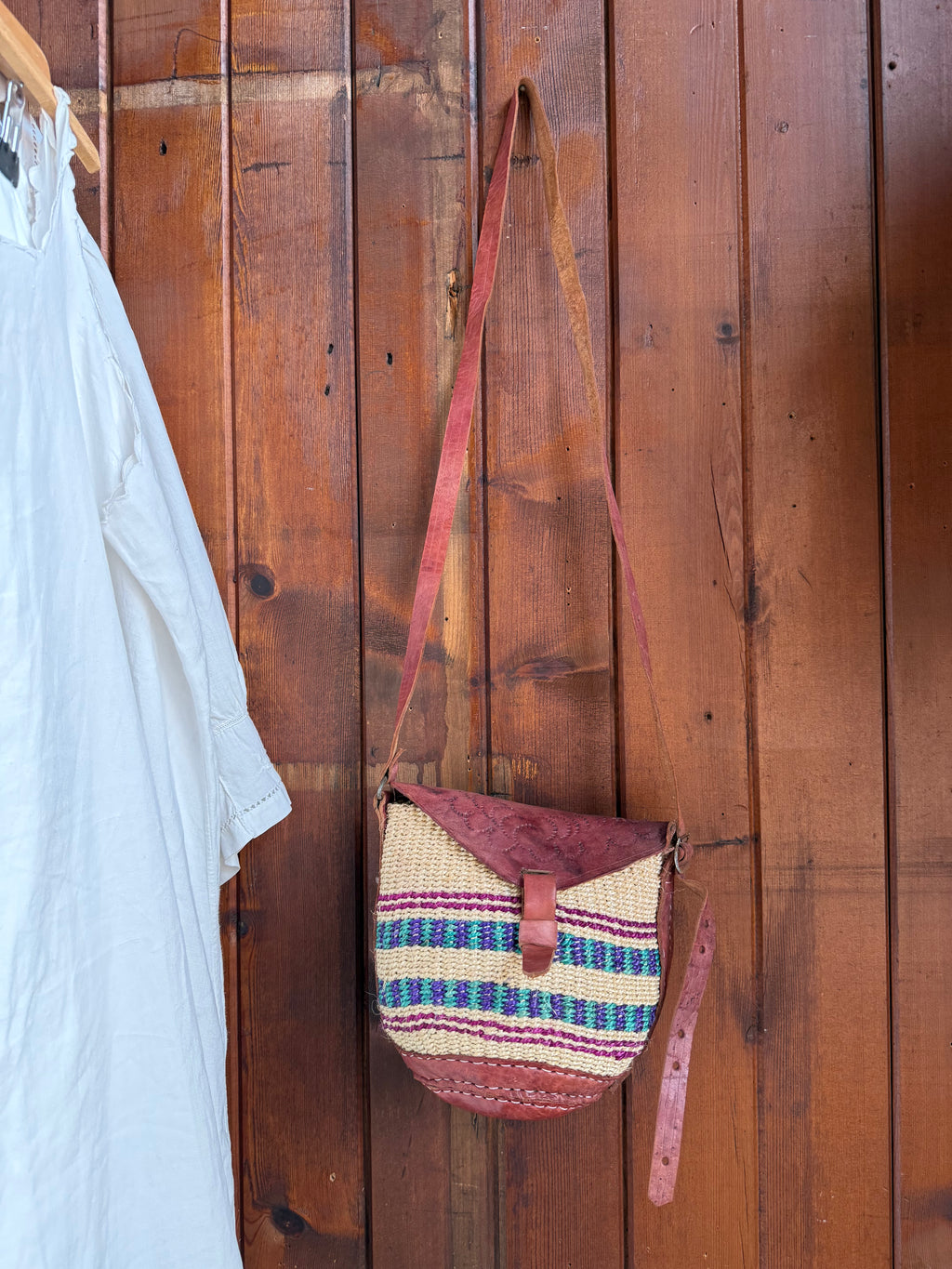 Vintage Kiondo Handcrafted Sisal and Leather Bag