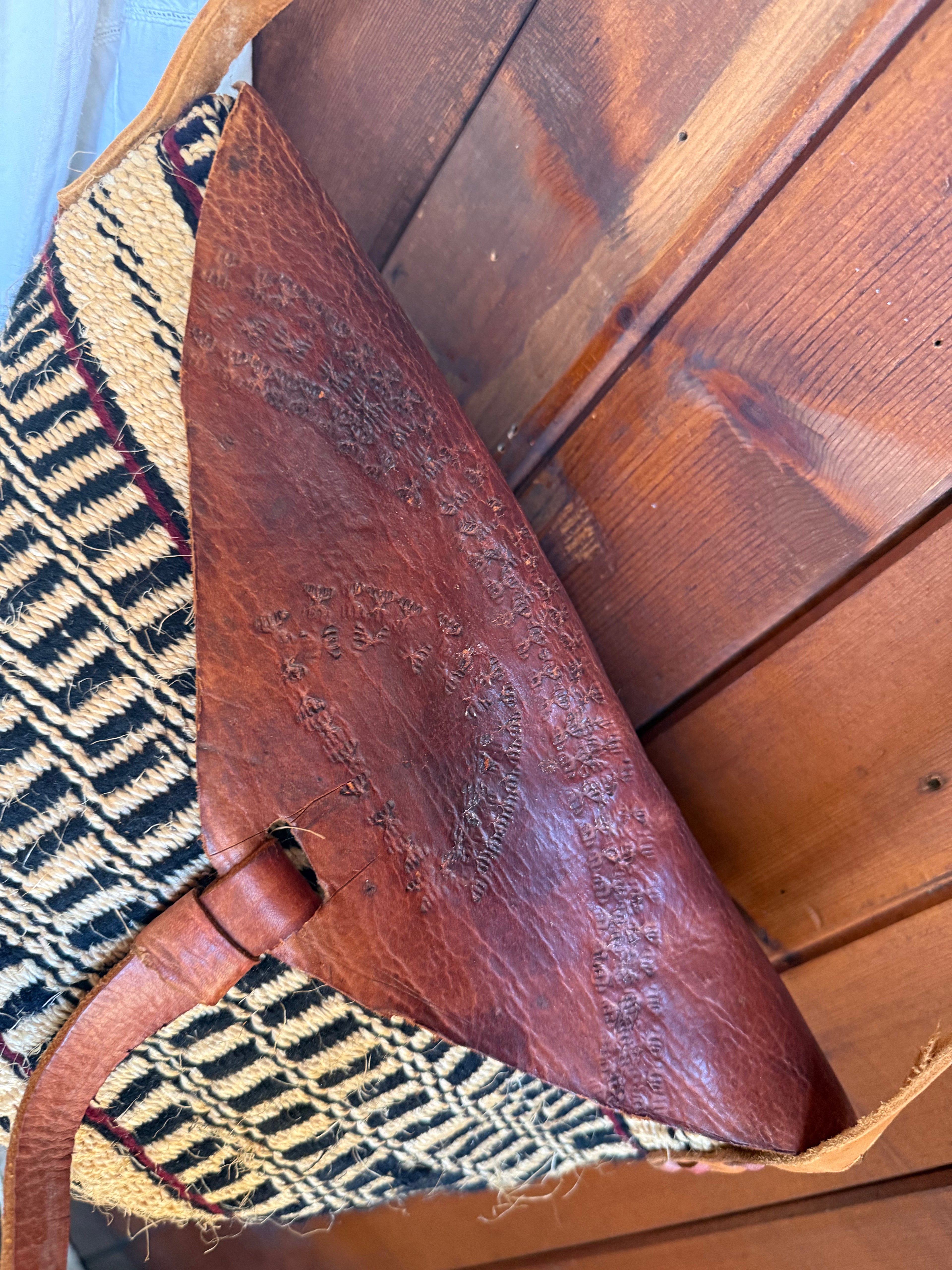 Vintage Handcrafted Kiondo Sisal and Leather Bag