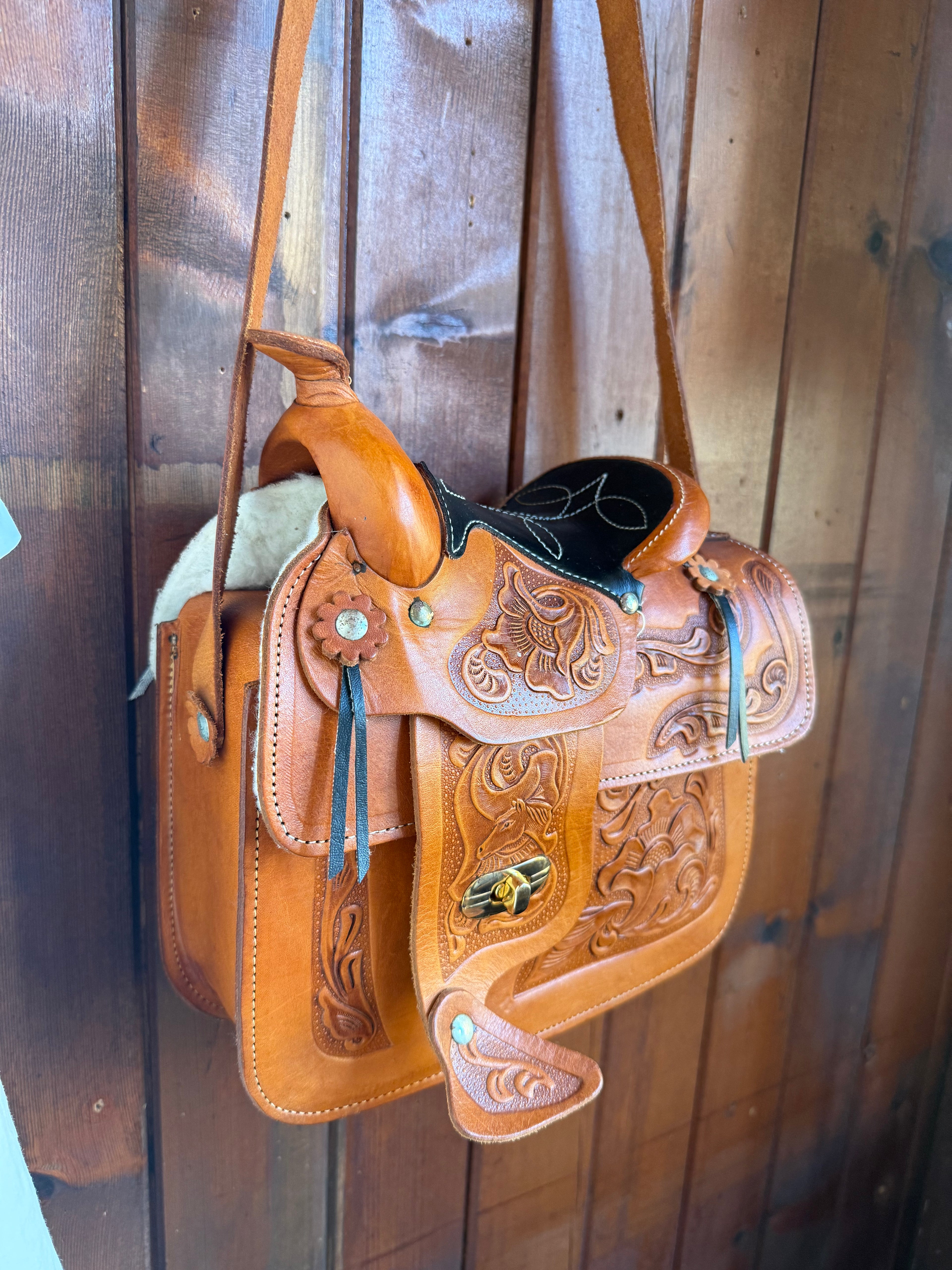 Artisan Large Handcrafted Leather Mini Saddle Bag