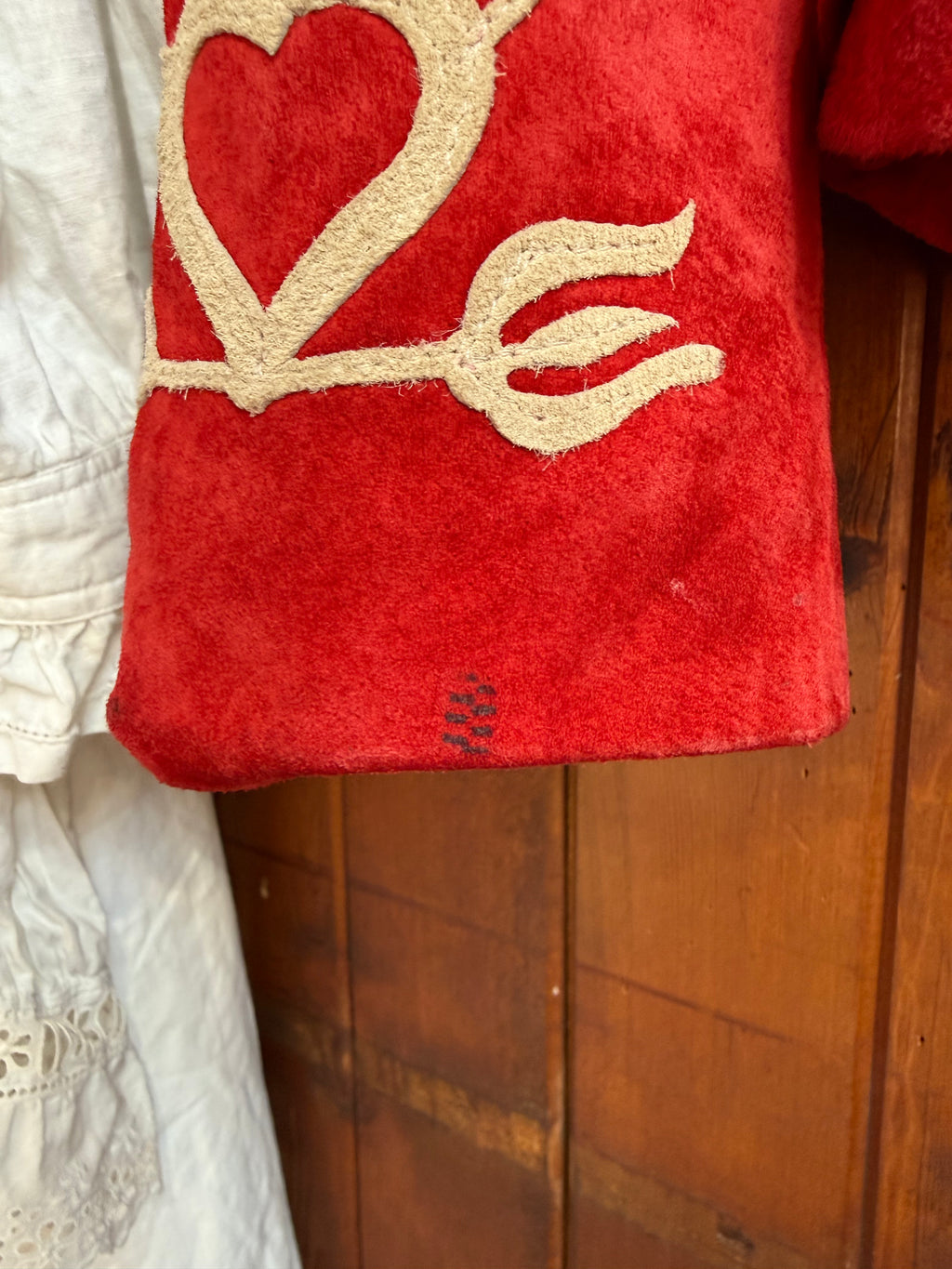 90’s Red Suede Folk Leather Jacket