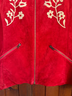 90’s Red Suede Folk Leather Jacket